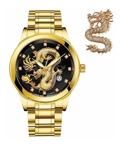 Udaney -mens-gold-dragon-watches-golden Business Casual Relo