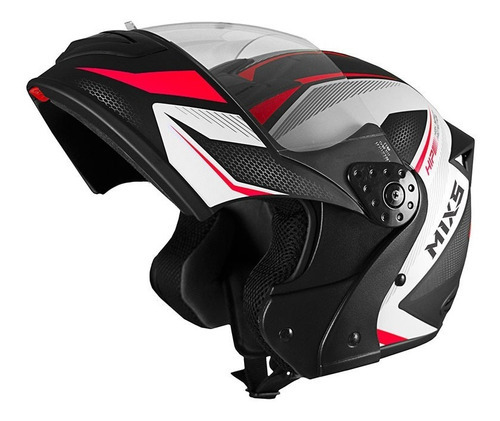 Capacete Mixs Gladiator Neo Brilhante Moto Robocop Cor Preto com Vermelho Tamanho do capacete 56