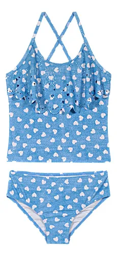 Traje De Baño Niña Tankini Uv30+ H2o Wear Celeste