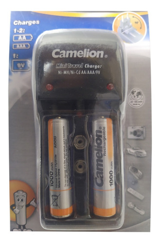 Kit Cargador + 2 Pilas Aaa 1100mah Camelion Recargables