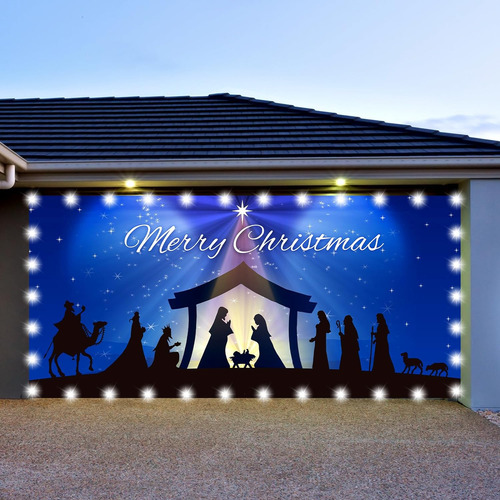 Preboun Cartel De Navidad Religiosa Para Puerta De Garaje Co