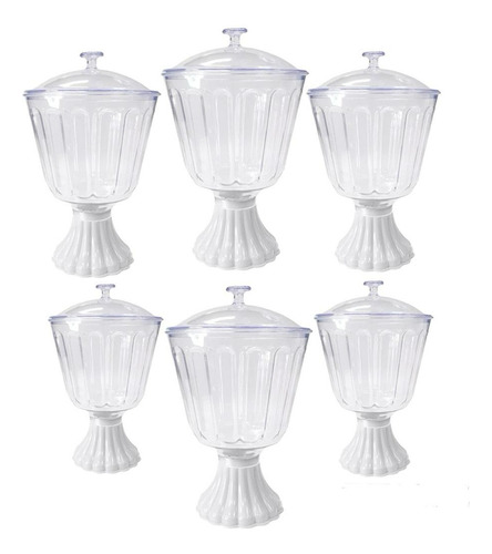 Kit 6un Taças Confeiteiro 1250ml Acrilico C/tampa Sobremesa