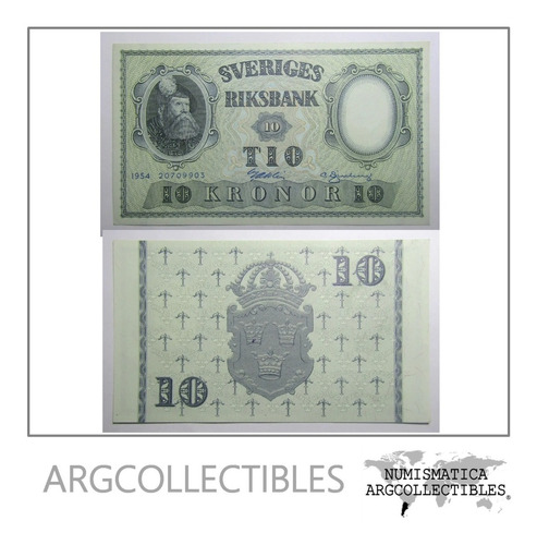 Suecia Billete 10 Koronas 1954 Pick 43 B Firma 2 Au