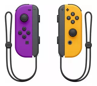 Kit de controle joystick sem fio Nintendo Switch Joy-Con (L)/(R) roxo-neón e laranja-neón