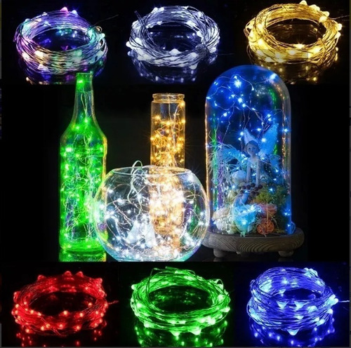 Imagem 2 de 9 de Kit 15 Fio Fada Cordão Luz Cores Natal 3mts 30 Leds+ Pilhas