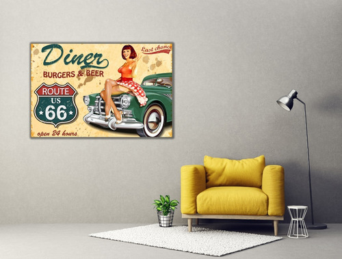 Cuadro Moderno Canvas, Cartel Retro Ruta 66