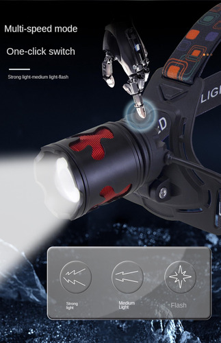 Faro Led Recargable, Lámpara De Cabeza Súper Brillante De 18