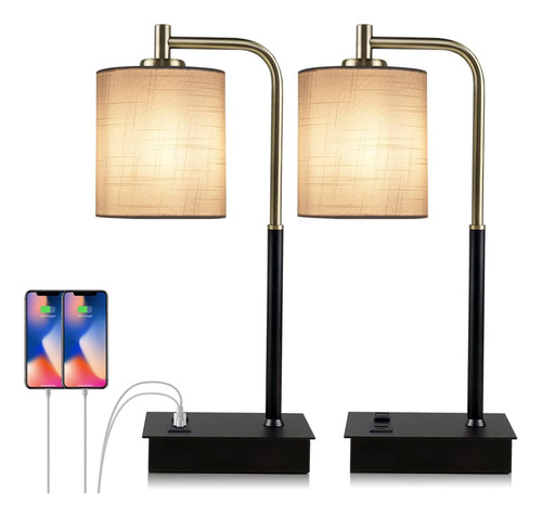Lámparas De Mesa Táctiles Regulables, Usb Tipo C, Pantalla T