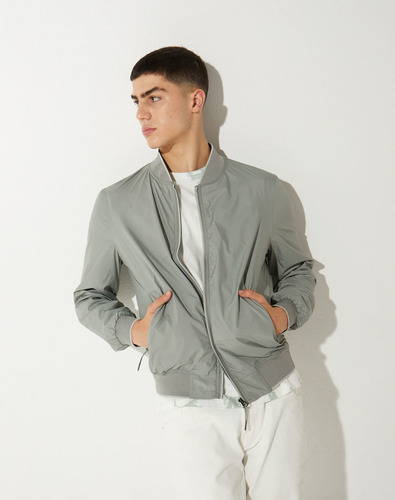 Campera Hombre Bomber Harrison Cierre Gris Equus