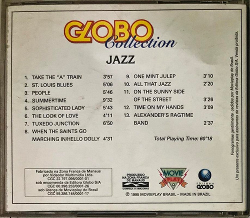 Cd Globo Collection Jazz 1995 Movie Play - C8