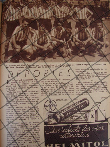 Afiche Antiguo Club Asturias Campeon Del Futbol 1944