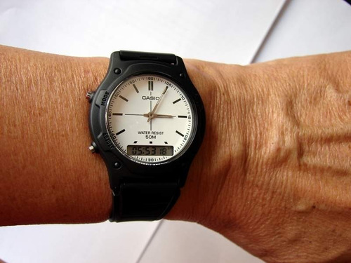 Casio Aw-49he-2 Azul Relogio Anadigi Cronometro Calendário Alarme Dual Time Prova Dágua 50m Original Nf Pronta Entrega