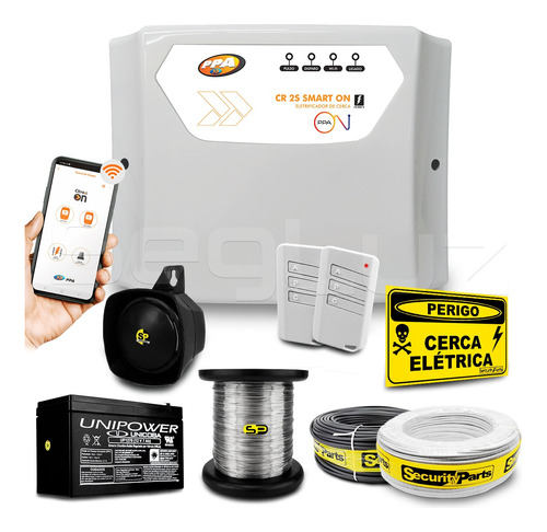 Kit Cerca Elétrica Alarme Ppa Wifi Residencial Comercial 40m