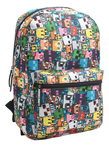 Mochila Juvenil Pattern Minecraft Color Multicolor