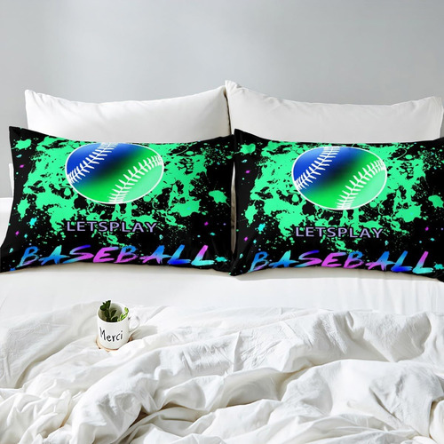 Jejeloiu Béisbol Juego De Cama De Béisbol Twin Size Kids 3d