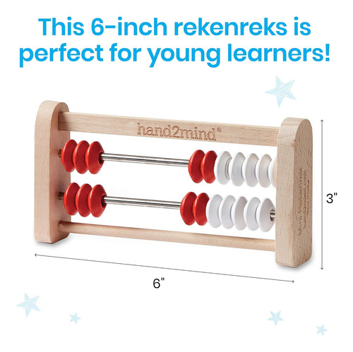 Hand2mind Mini 20 Bead Wooden Rekenrek, Abacus For Kids Math
