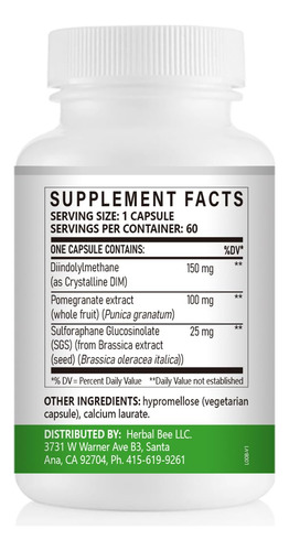 Herbal Bee Dim Sgs+ Cápsulas Naturales Para Hormonas Y Detox