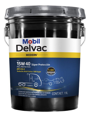 Mobil Delvac Modern 15w-40 Súper Prot 19l Ck-4 Mobil 126134