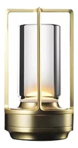 Portavelas Con Diseño Square-shaped Genérica Klarako Crystal Lantern Oro Diámetro 9cm  