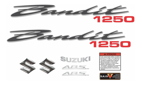 Kit Jogo Faixa Emblema Adesivo Suzuki Bandit 1250 2009 Preta