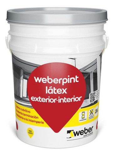 Pintura Látex Weberpint Exterior-interior 20 Litros Pintumm Color Blanco