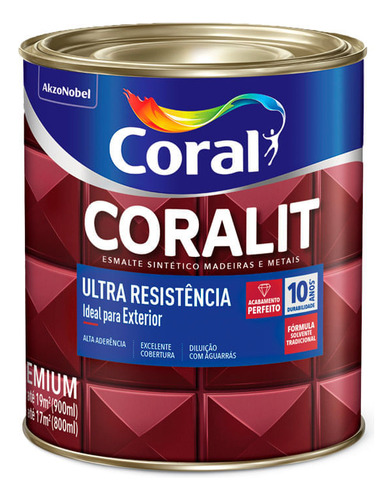 Tinta Esmalte Sintetico Coralit Brilhante Vermelho Goya 900m