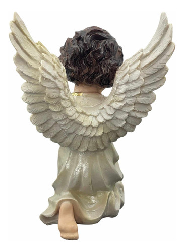 Ángel Querubín Con Ojos De Cristal 27 Cm Ideal Para Hogar Blanco