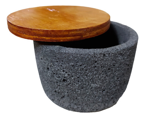 Azucarero Artesanal Concreto Tipo Piedra Volcánica A Mano Color Gris