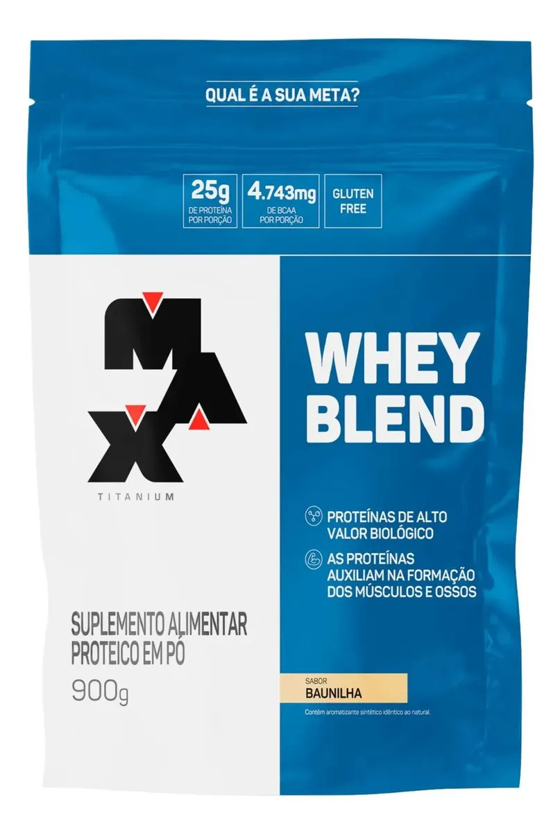 Whey Blend 900g Refil Max Titanium Sabor Baunilha