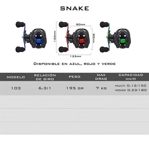 Reel Huevito Beast Red Snake 103 Bait Casting 3 Rulemanes Manija Izquierda