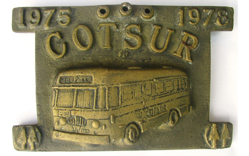 Placa De Bronce De Empresa Omnibus Cotsur Con Bus