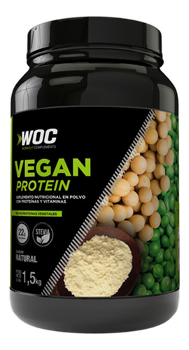 Suplemento en polvo WOC Workout Complements  Vegan Protein proteínas sabor natural en pote de 1.5g