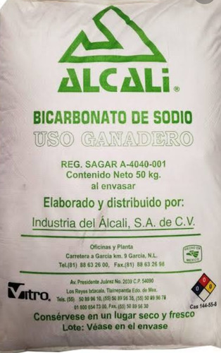 Bicarbonato De Sodio Uso Ganadero/cerdos 10kg Alcali