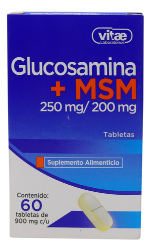 Glucosamina + Msm, Caja Con 60 Tabletas De 900 Mg Sabor Sin Sabor