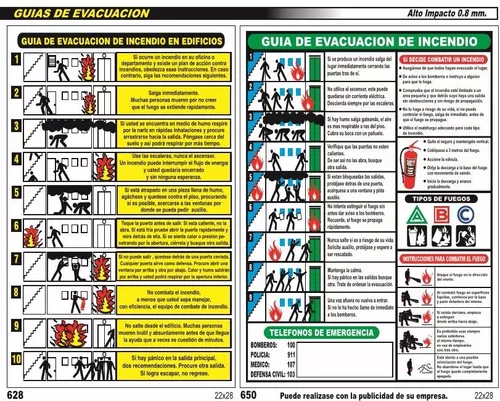 Cartel alto impacto linea evacuación - salida, entrada