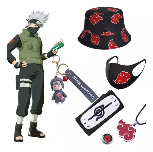 Kit Naruto Colar de Nuvem Vermelha do Anime Sasuke Itachi Akatsuki e Pedra  da Lua