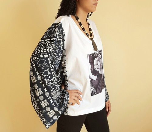 Imagem 2 de 7 de Blusa Bata Feminina Tecido Paula