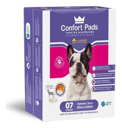 Confort Pads tapete higiênico cães 7 unidades 80x60cm