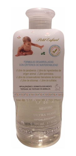 Imagen 2 de 4 de Petit Enfant Shampoo De 0 A 1 Neutro Para Bebés X 500ml