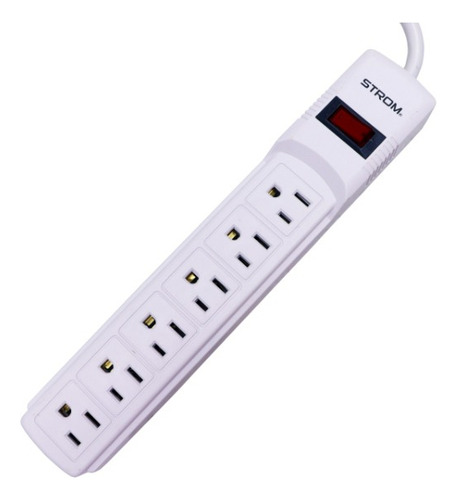 Multicontacto 6 Entradas Apagador Iluminado 14awg Color Blanco