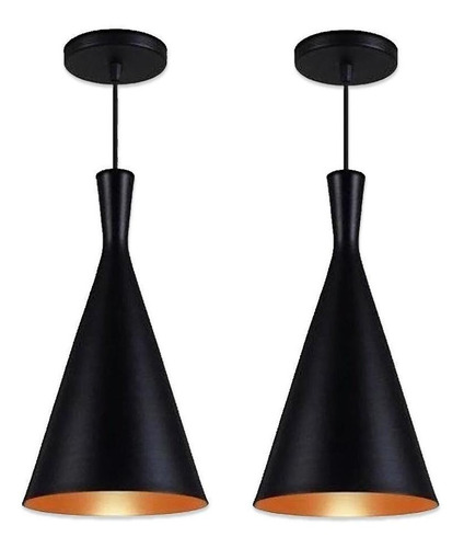 Kit 2 Pendentes Luminária Funil Tom Dixon Preto/ Interior