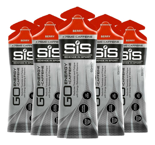 Kit 5 Gel Sis Go Energy Cafeína Carboidrato 60 Ml - Berry