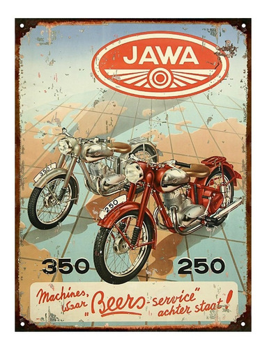 Cartel Chapa Publicidad Antigua Jawa 250 350 P251