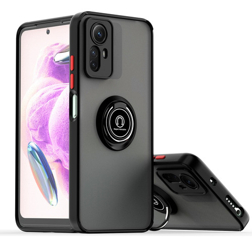 Case Hardness Ring Rojo Para Xiaomi Redmi Note 12s + 2 Micas