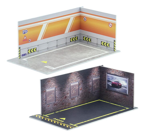 2x 1/24 Coche Modelo Juguete Coche Muro Naranja