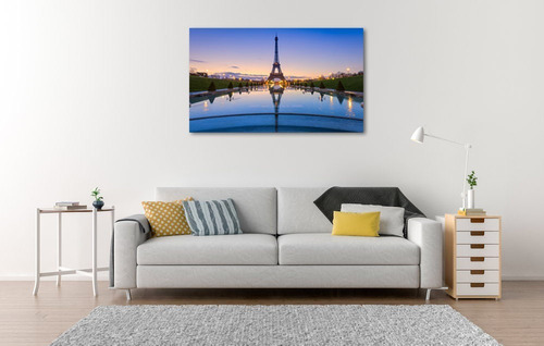 Cuadro Canvas Torre Eiffel Reflejo Agua París Francia 60x100