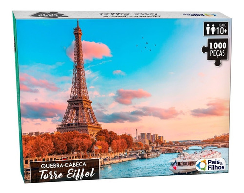 Quebra Cabeça Torre Eiffel Paris 1000 Peças Família Amigos