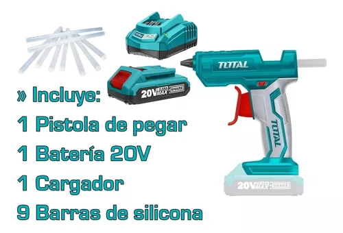 Pistola De Pegar 20v Total Silicona + Bateria + Cargador