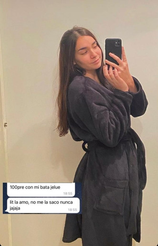 Imagen 7 de 9 de Bata Mujer Cruzada Peluche Abrigada Y Comoda Jelue Junieh