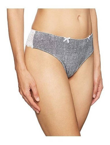 Vicky Form Tanga Gris Con Encaje Grande